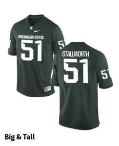 Men's Michigan State Spartans NCAA #51 Kyonta Stallworth Green Authentic Nike Big & Tall Stitched College Football Jersey KW32M07NV